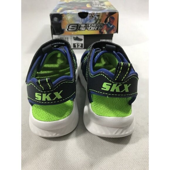 Sketchers C-Flex Sandal 2.0 Heat Blast Navy Lime Boys Size 12 EUC - Picture 4 of 7
